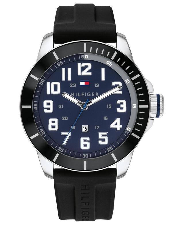 Tommy Hilfiger Mens Black Silicone Strap Watch 44mm, Created for Macys Product Image