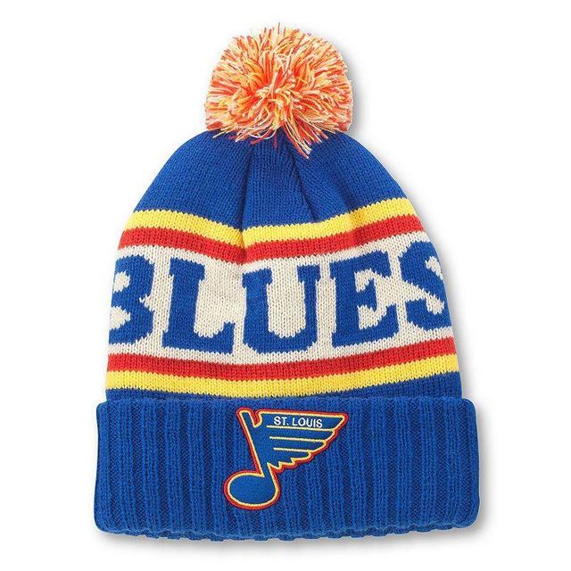 Mens American Needle Blue/White St. Louis Blues Pillow Line Cuffed Knit Hat with Pom Product Image