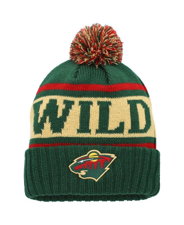 Mens American Needle Green/Gold Minnesota Wild Pillow Line Cuffed Knit Hat with Pom Product Image