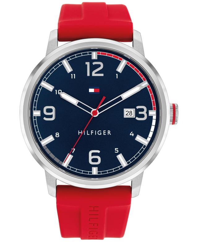 Tommy Hilfiger Mens Red Silicone Strap Watch 46mm, Created for Macys - Red Product Image