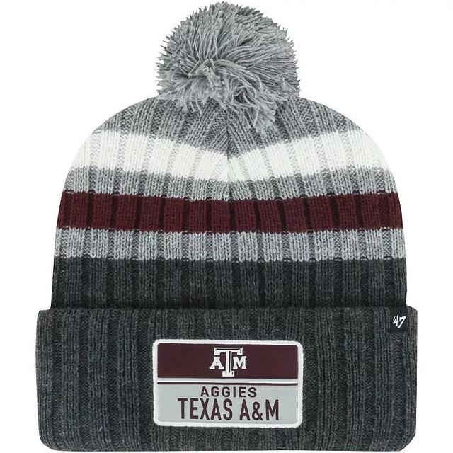 Mens 47 Texas A&M Aggies StackStriped Cuffed Knit Hat with Pom, Grey Product Image