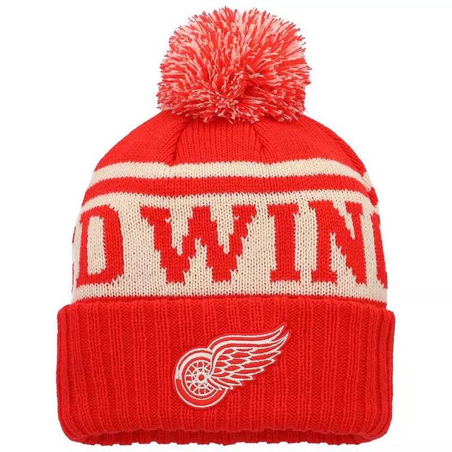 Mens American Needle /White Detroit Wings Pillow Line Cuffed Knit Hat with Pom Product Image