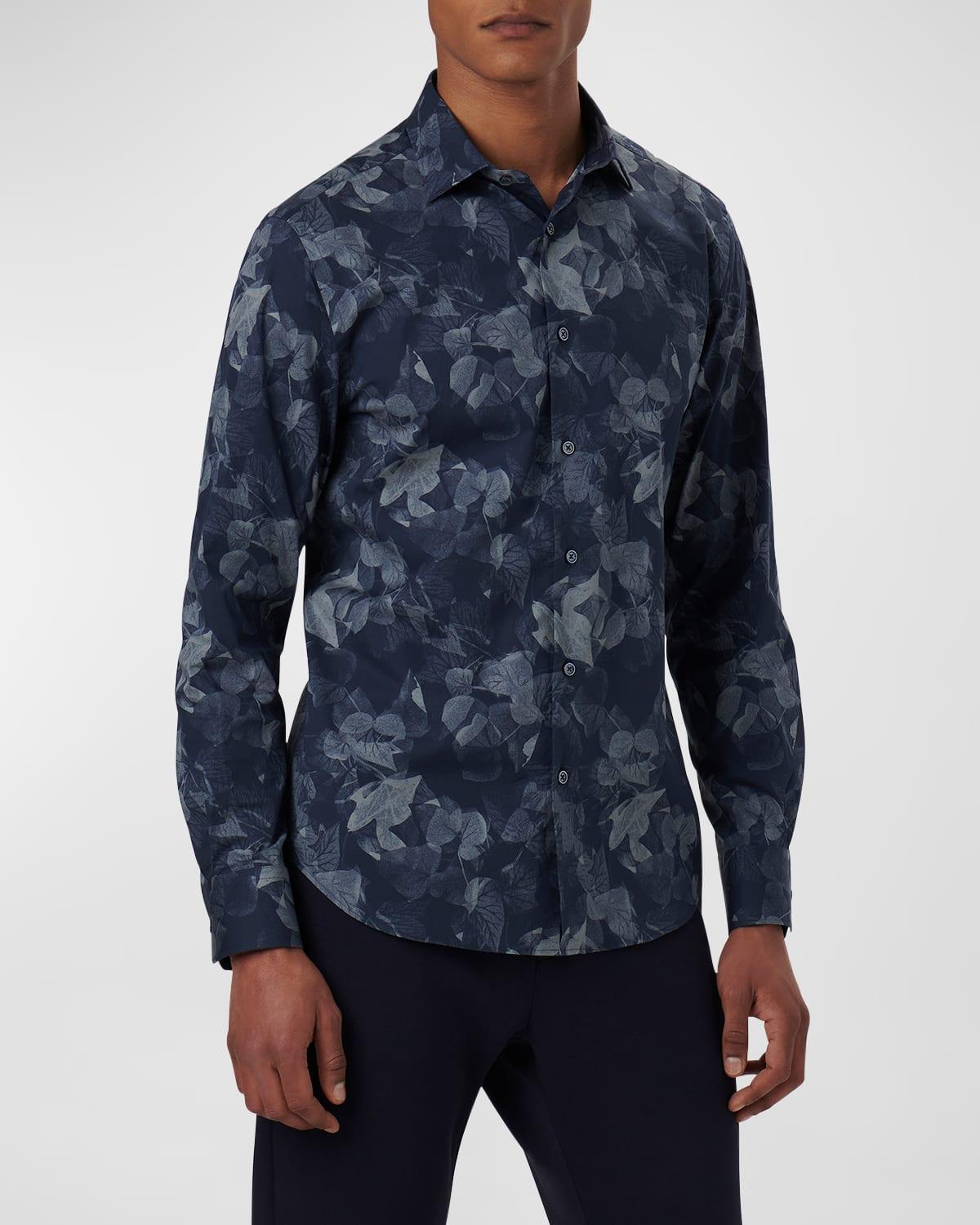 Bugatchi Axel Leaf Print Stretch Cotton Button-Up Shirt Product Image