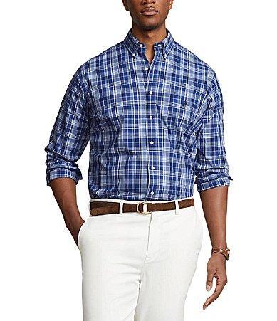 Polo Ralph Lauren Mens Big & Tall Plaid Stretch Poplin Shirt Product Image