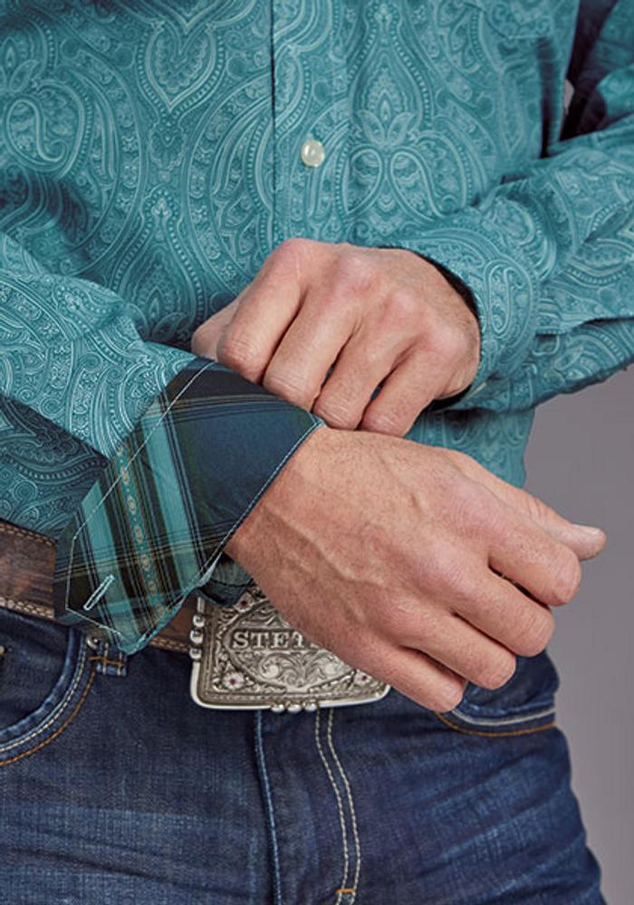 Stetson® Men's L/S Teal Paisley Print Button Shirt Product Image