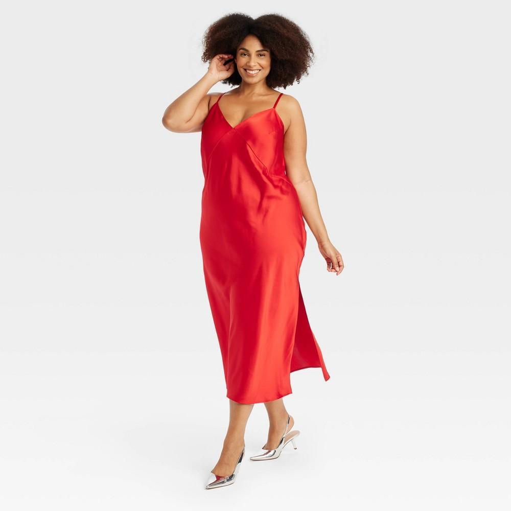 Womens Midi Slip Dress - A New Day Red 2X Product Image