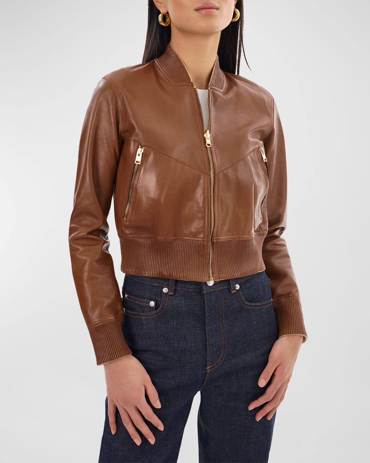 Kordella Reversible Leather Bomber Jacket Product Image