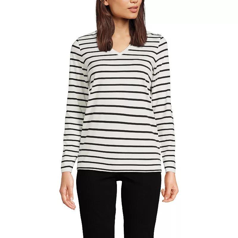 Lands End Womens Tall Relaxed Supima Cotton Long Sleeve V-Neck T-Shirt Product Image