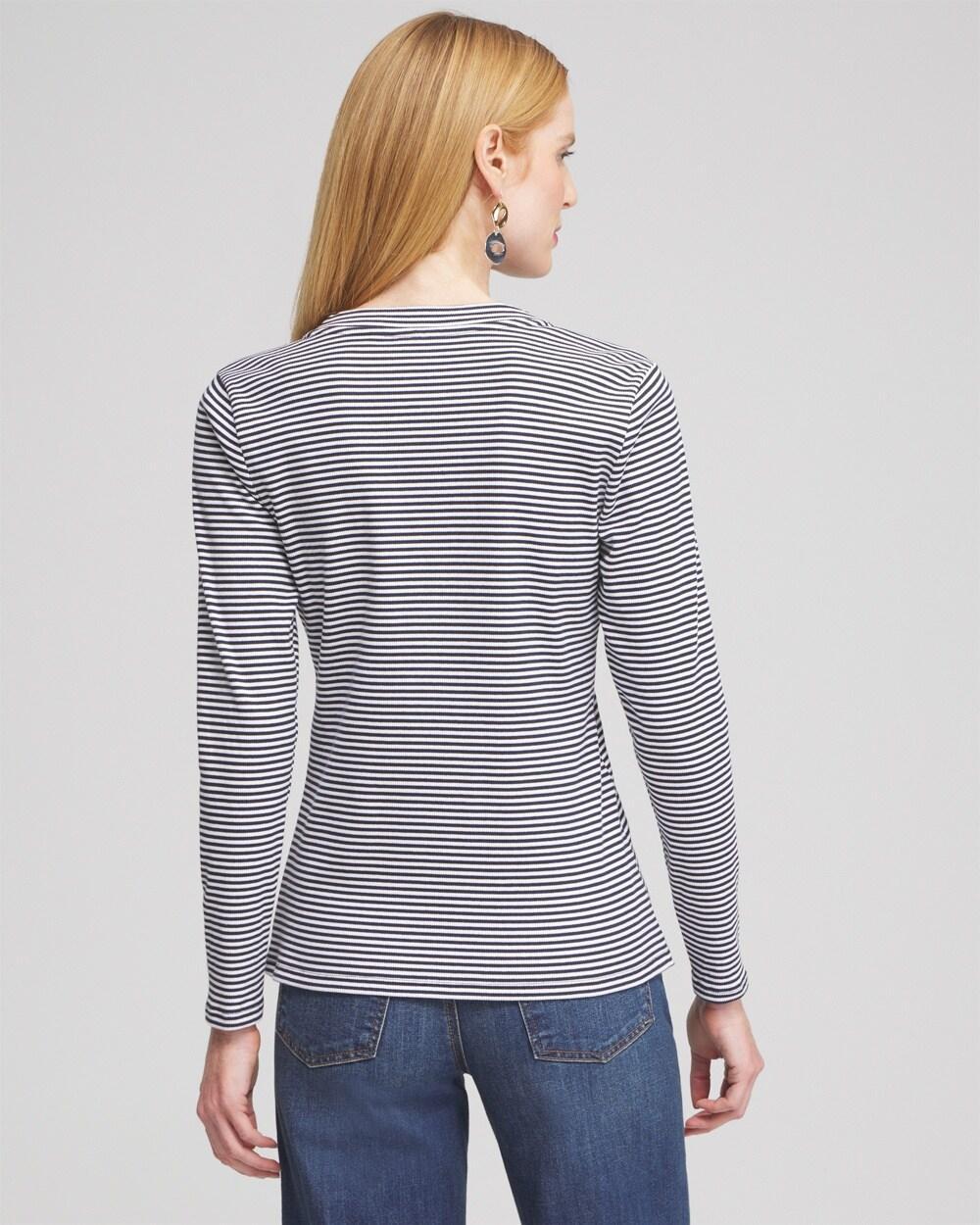 Stripe Ribbed Henley Tee Product Image