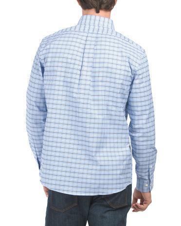 Long Sleeve Check Oxford Logo Shirt for Men Product Image