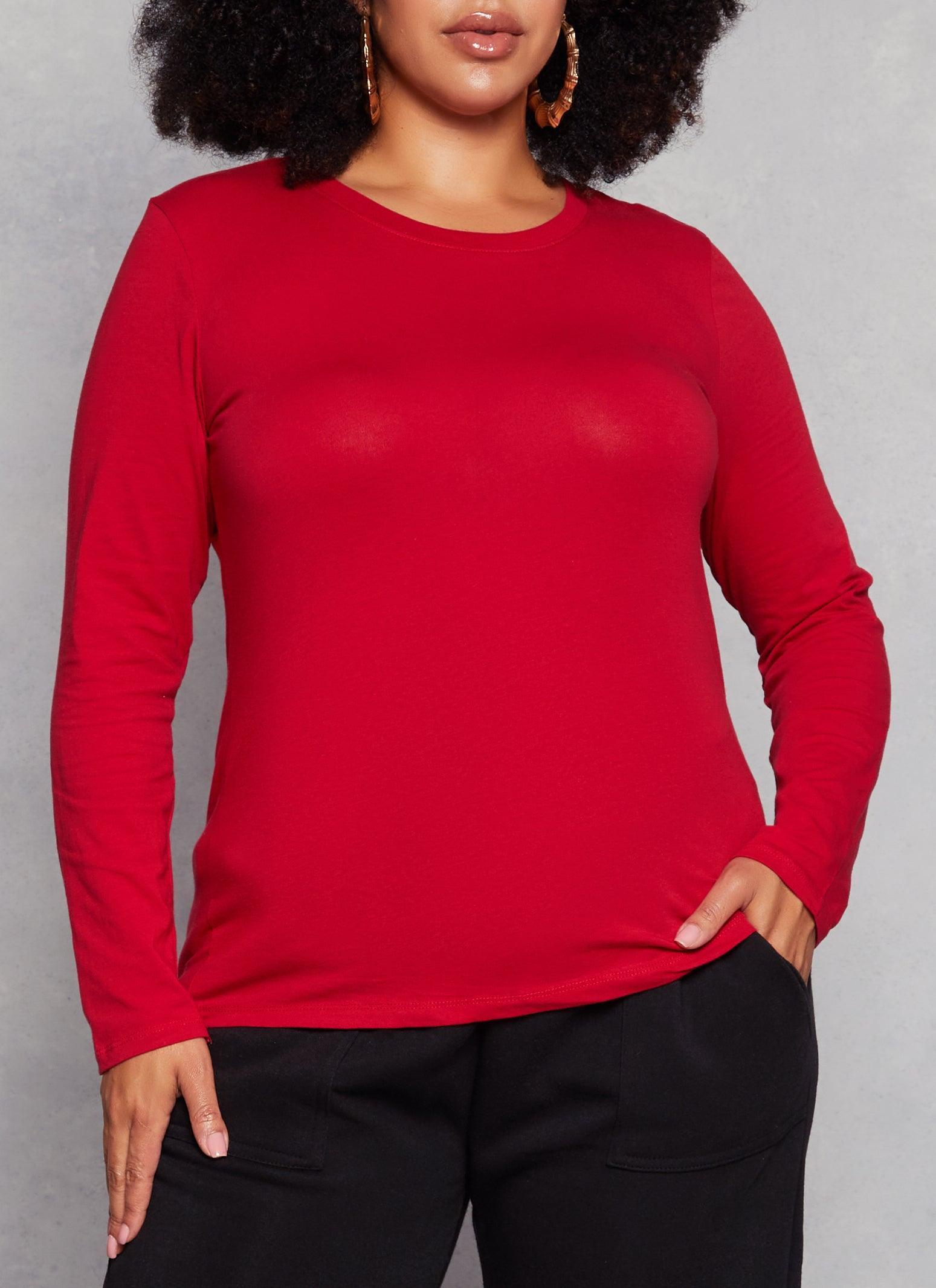 Womens Plus Size Ambiance Long Sleeve Basic T Shirt Product Image