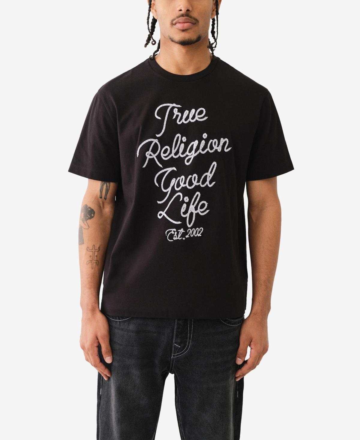 True Religion Mens Short Sleeve Relaxed Rope Embro T-shirts Product Image