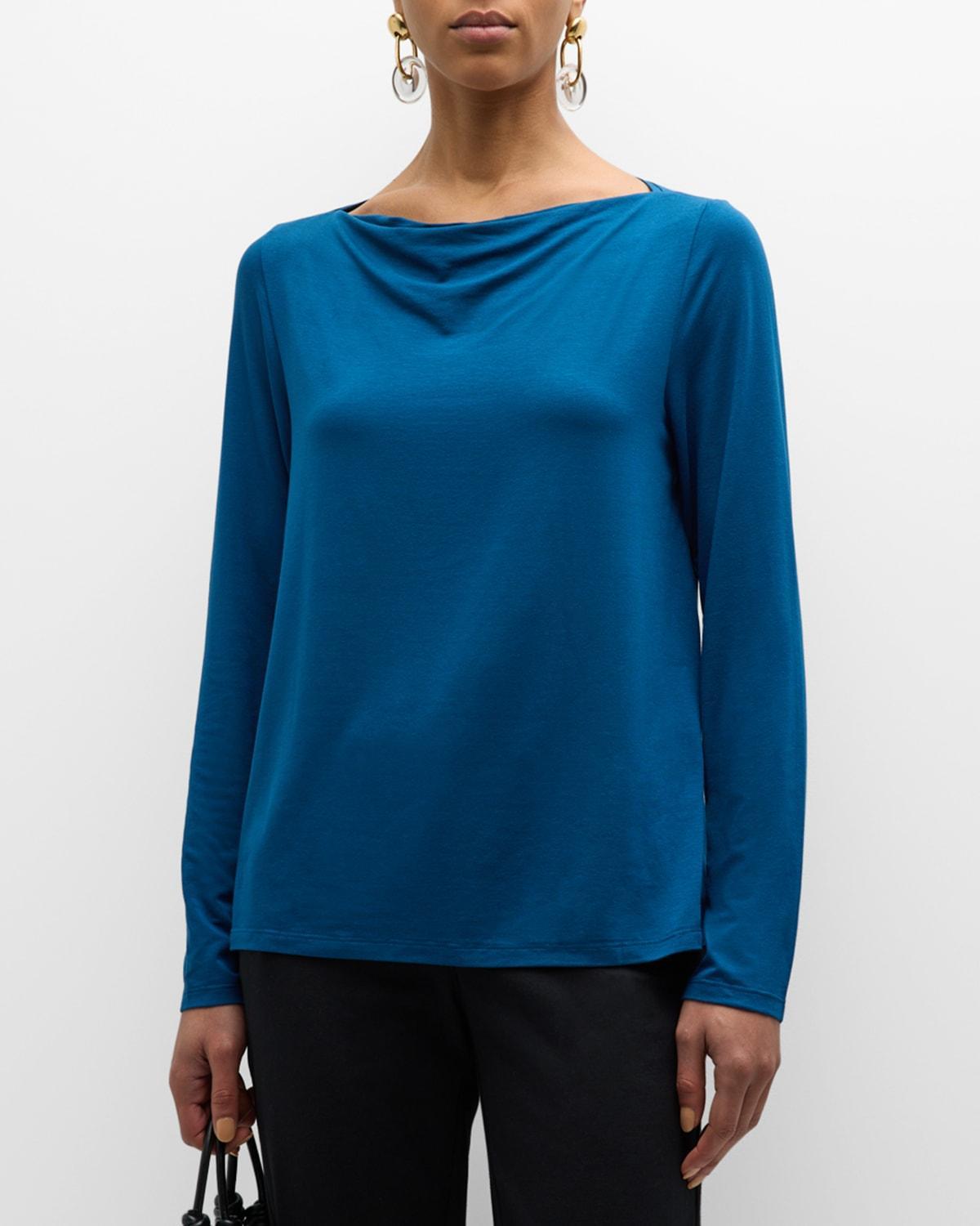 Eileen Fisher Cowl Neck Top (Atlantis) Women's Clothing Product Image