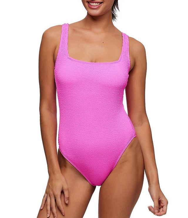 Next by Athena Good Karma Great Shape Solid Crinkle Textured Square Neck One Piece Swimsuit Product Image