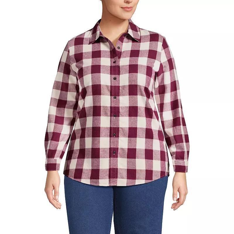 Plus Size Lands End Plaid Boyfriend Flannel Shirt, Womens Product Image