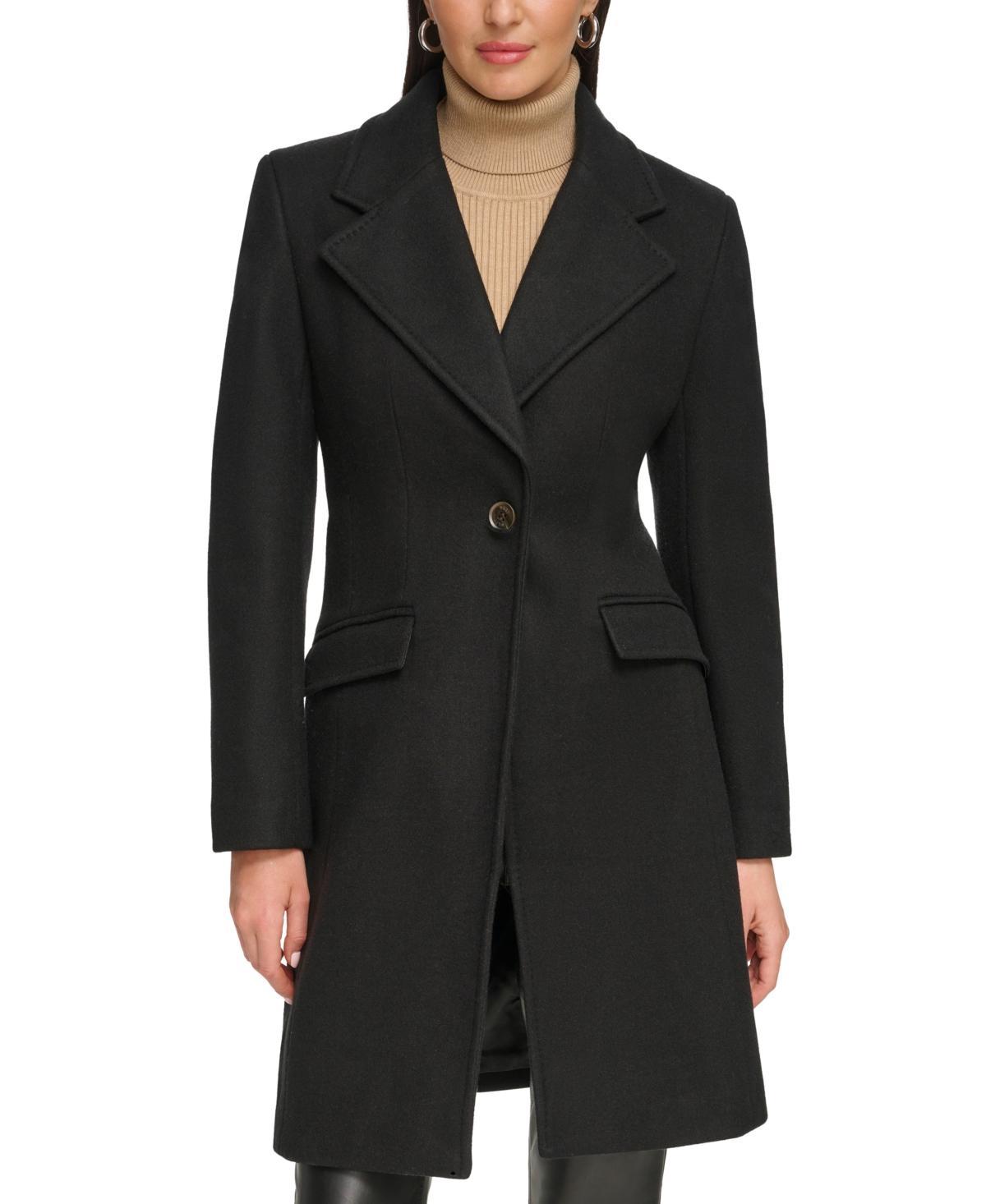 Dkny Womens Petite Single-Button Reefer Coat product image