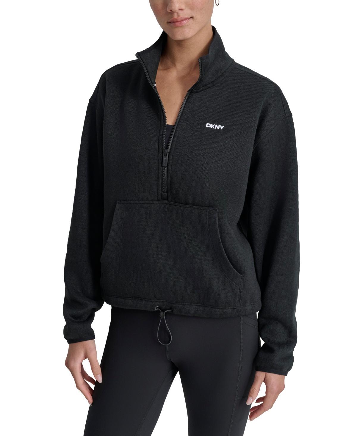 Dkny Womens Fleece Half-Zip Bungee-Hem Sweater Product Image