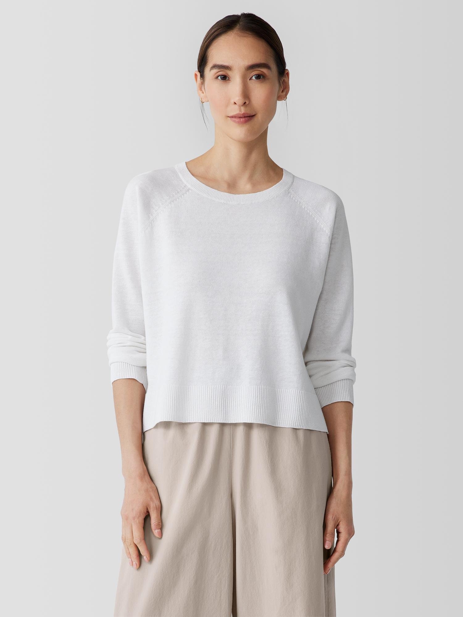 EILEEN FISHER Organic Linen Cotton Raglan-Sleeve Topfemale Product Image