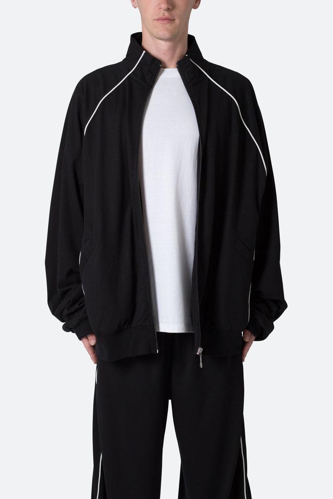 Oversized Jersey Track Jacket - Black/White Product Image