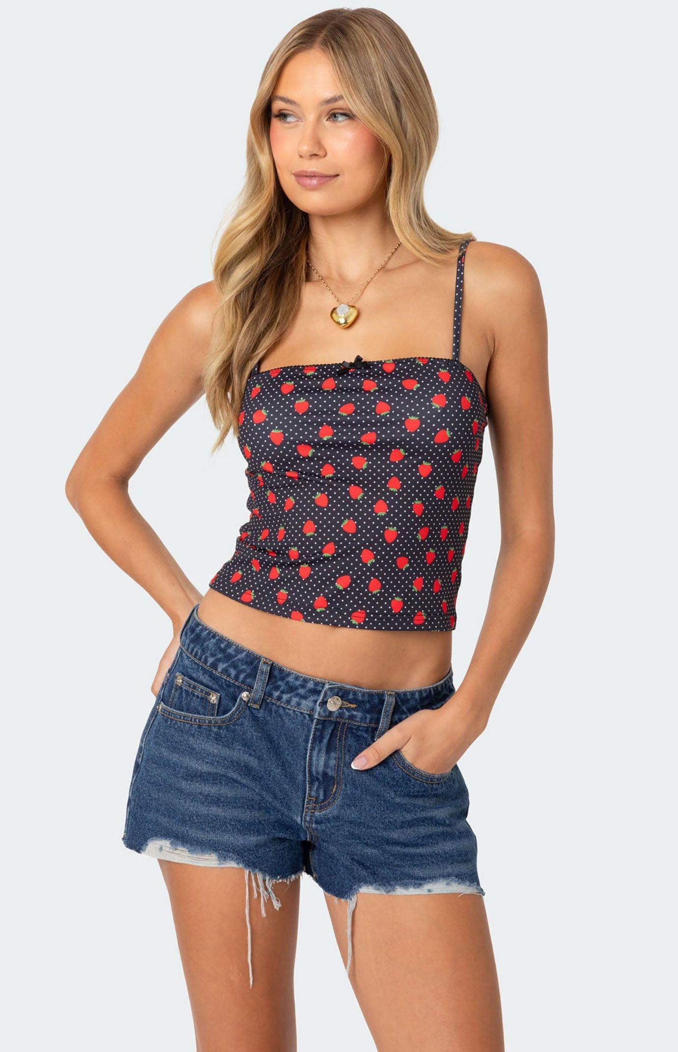 Edikted Women's Strawberry Polka Tank Top Product Image