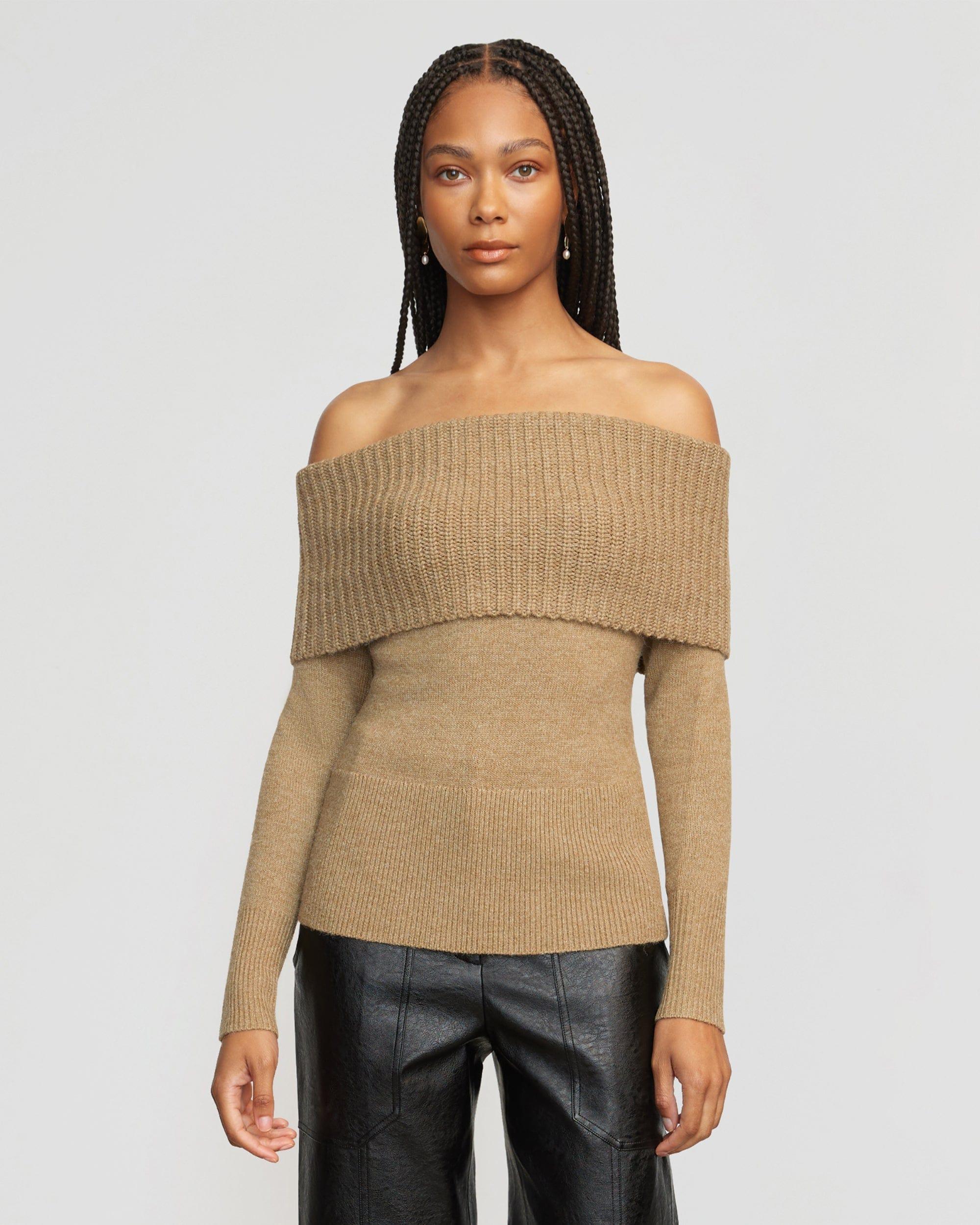 Kiana Ribbed Off-Shoulder Sweater Product Image