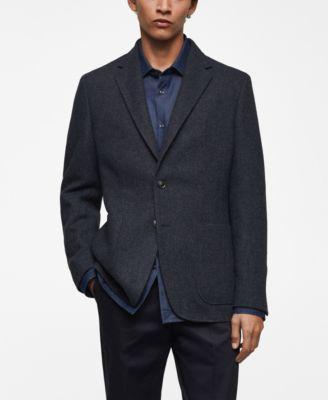 Mango Mens Slim-Fit Herringbone Wool Suit Jacket Product Image