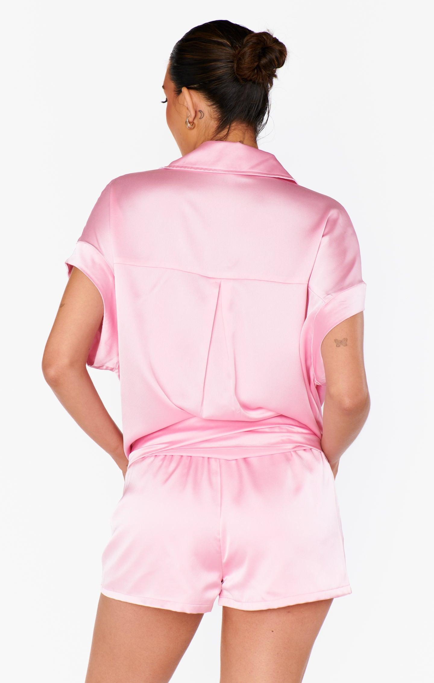 Best Day Button Up ~ Light Pink Luxe Satin Product Image