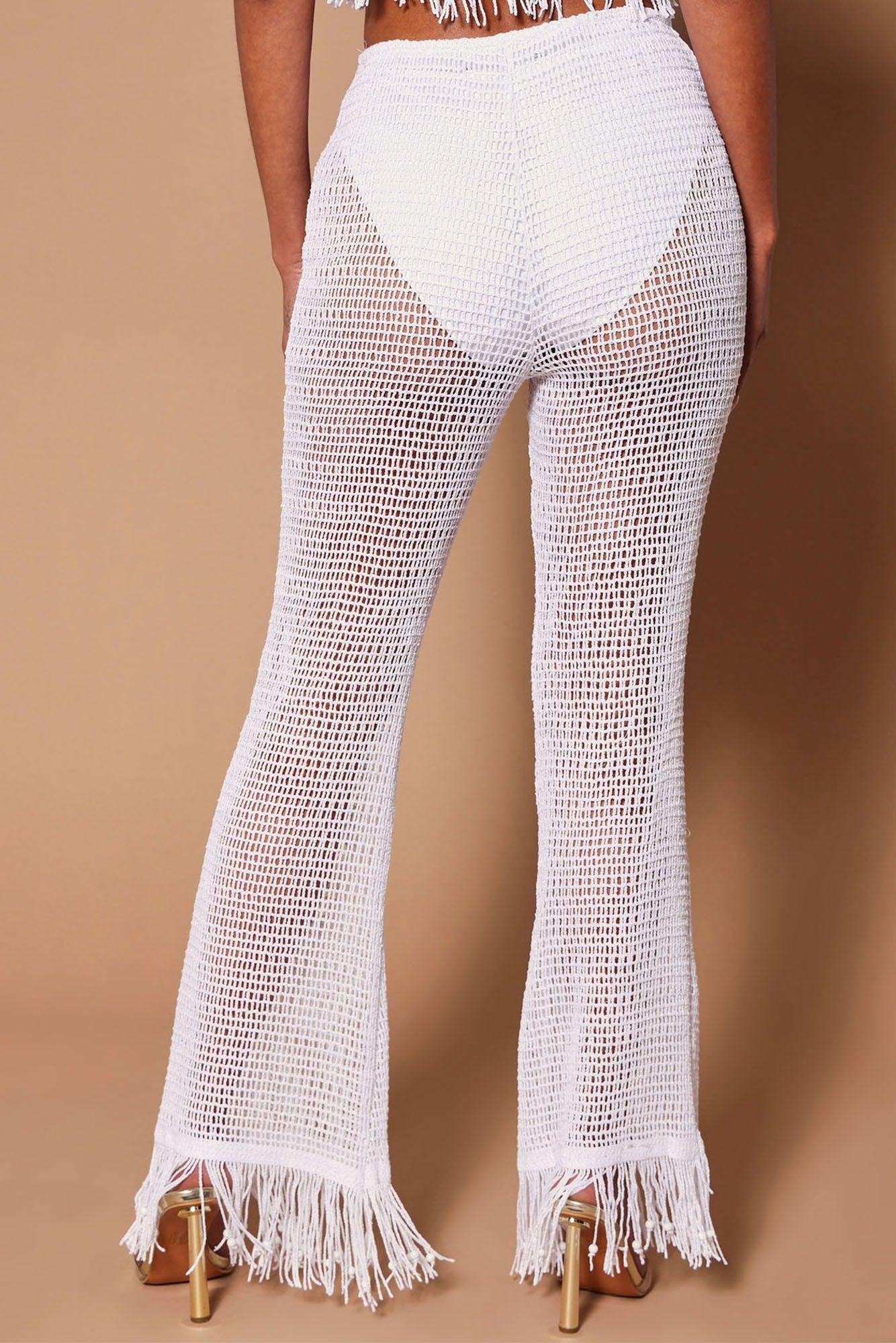 Bohemian Dreams Crochet Pant - White Product Image