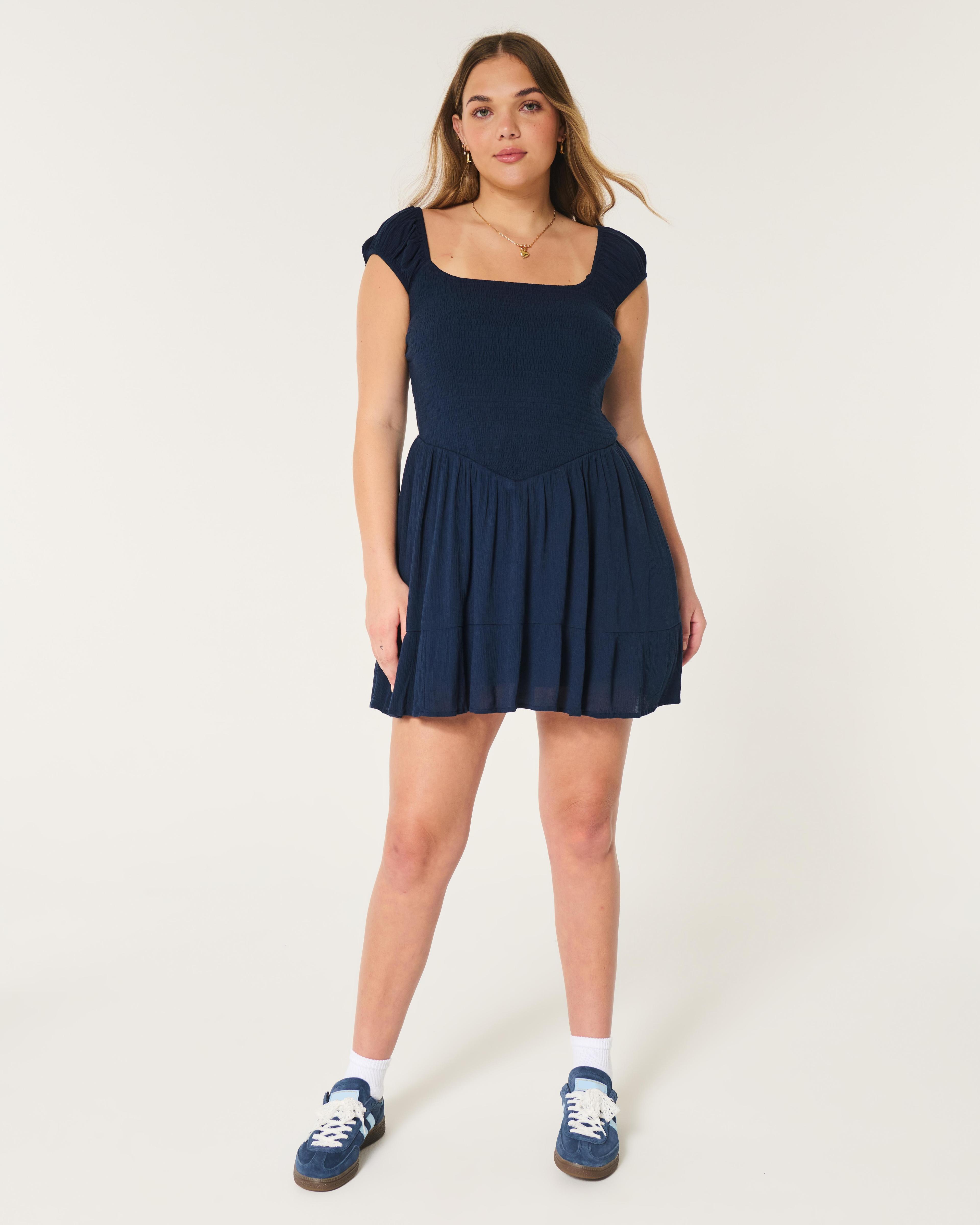 Smocked V-Waist Mini Skort Dress Product Image