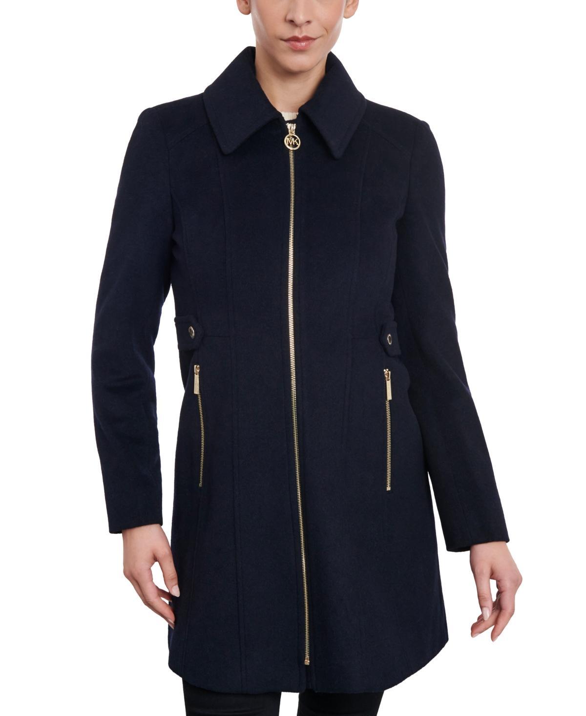 Michael Michael Kors Womens Wool Blend Zip-Front Coat Product Image