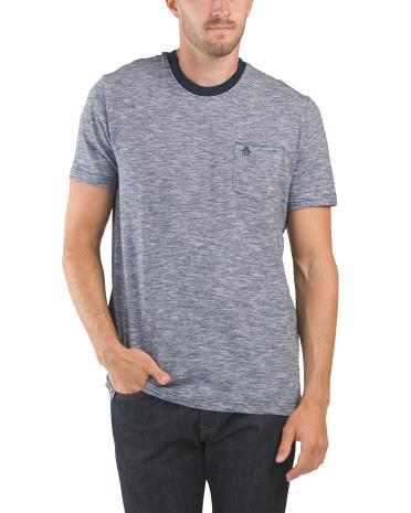 Chambray Pocket Trim T-Shirt for Men | Cotton Product Image