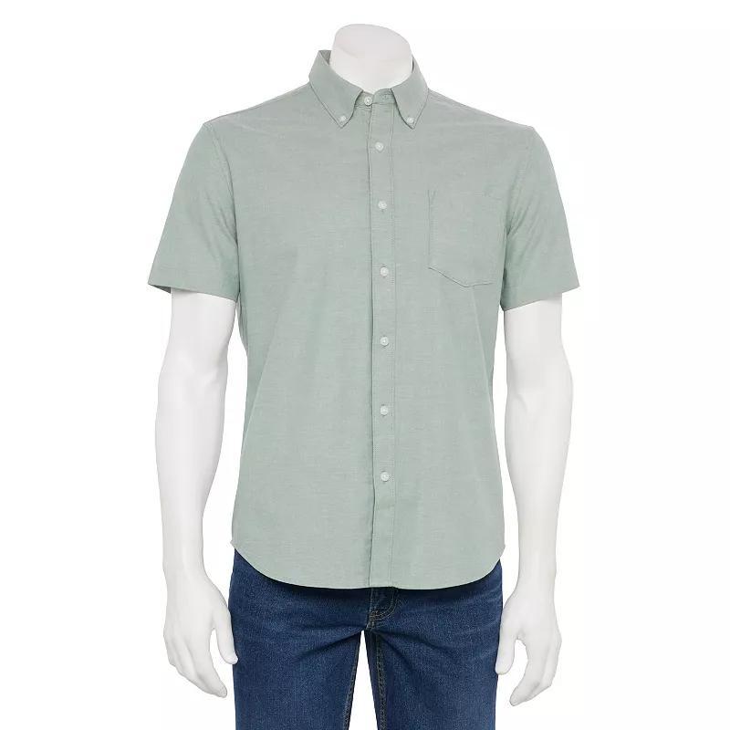 Mens Sonoma Goods For Life Short Sleeve Perfect Length Button Down Shirt Green Product Image