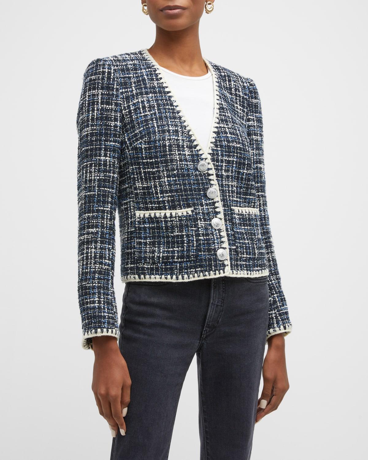 Womens Bosea Tweed Jacket - Navy Multi - Size 00 - Navy Multi - Size 00 Product Image