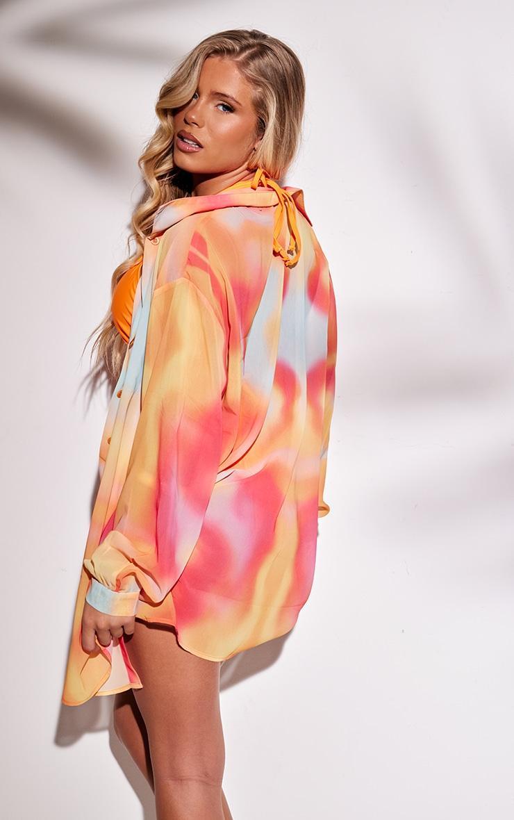 Pink Abstract Print Oversized Beach Shirt Product Image