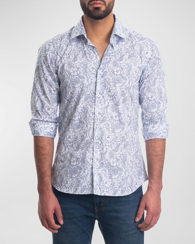 Jared Lang Mens Paisley Print Shirt - White Paisley Product Image