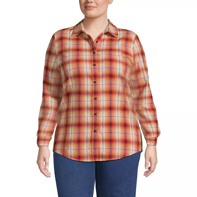 Plus Size Lands End Plaid Boyfriend Flannel Shirt, Womens Product Image