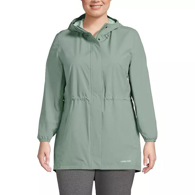 Plus Size Lands End Hooded Packable Raincoat, Womens Carmine Pink Product Image