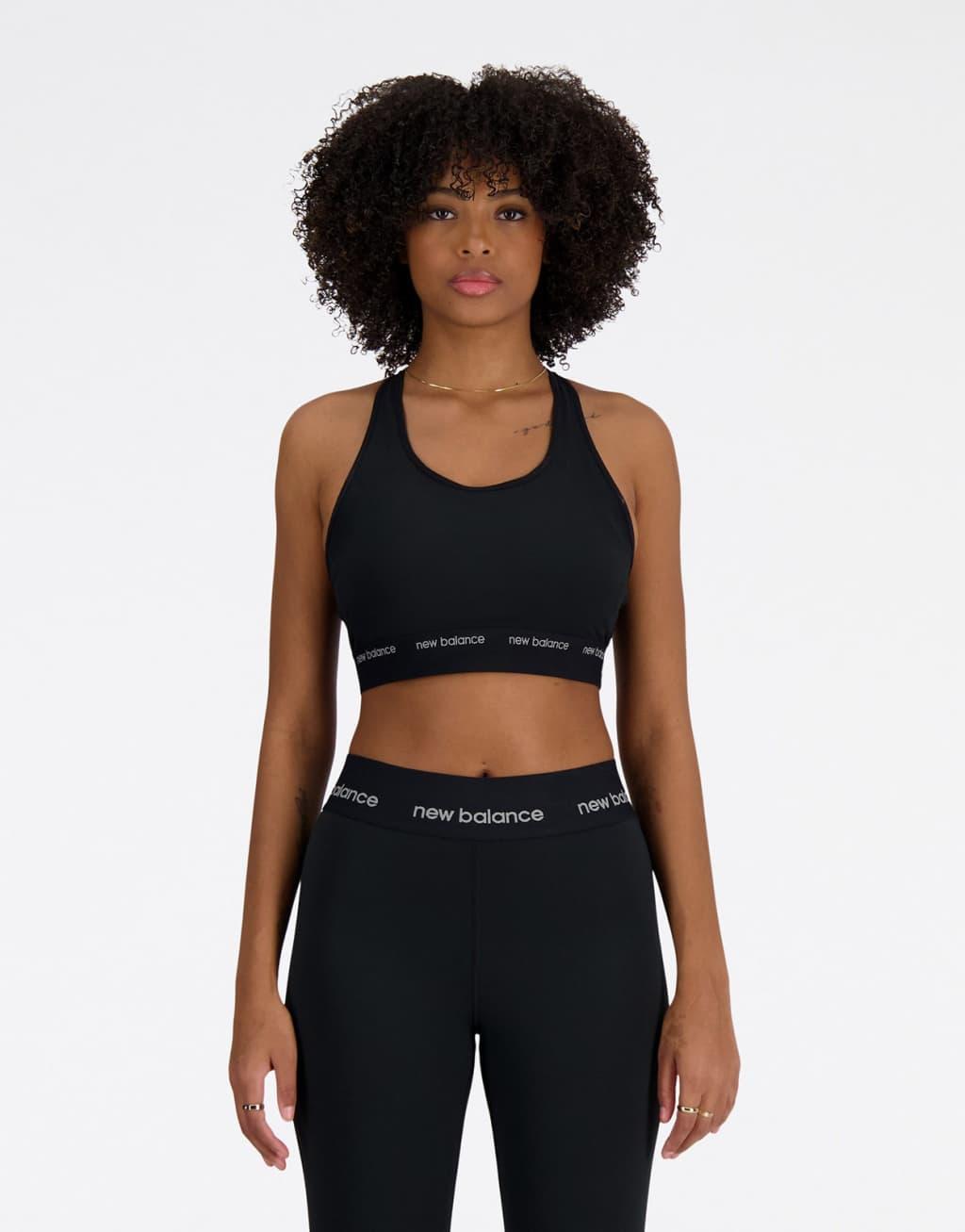 New Balance sport sleek medium support sports bra in black product image