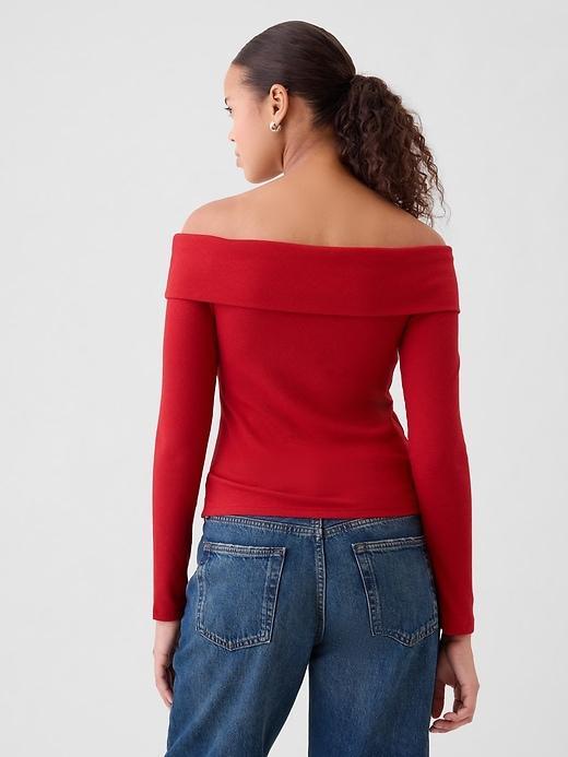 Modern Rib Off-Shoulder Cropped Top Product Image