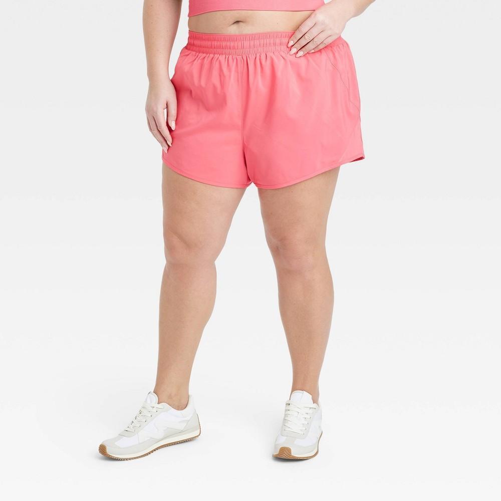 Womens Woven Mid-Rise Run Shorts 3 - All In Motion Coral 1X Product Image