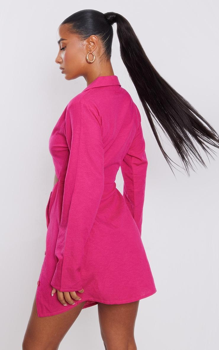 Hot Pink Linen Trim Detail Cut Out Blazer Dress Product Image