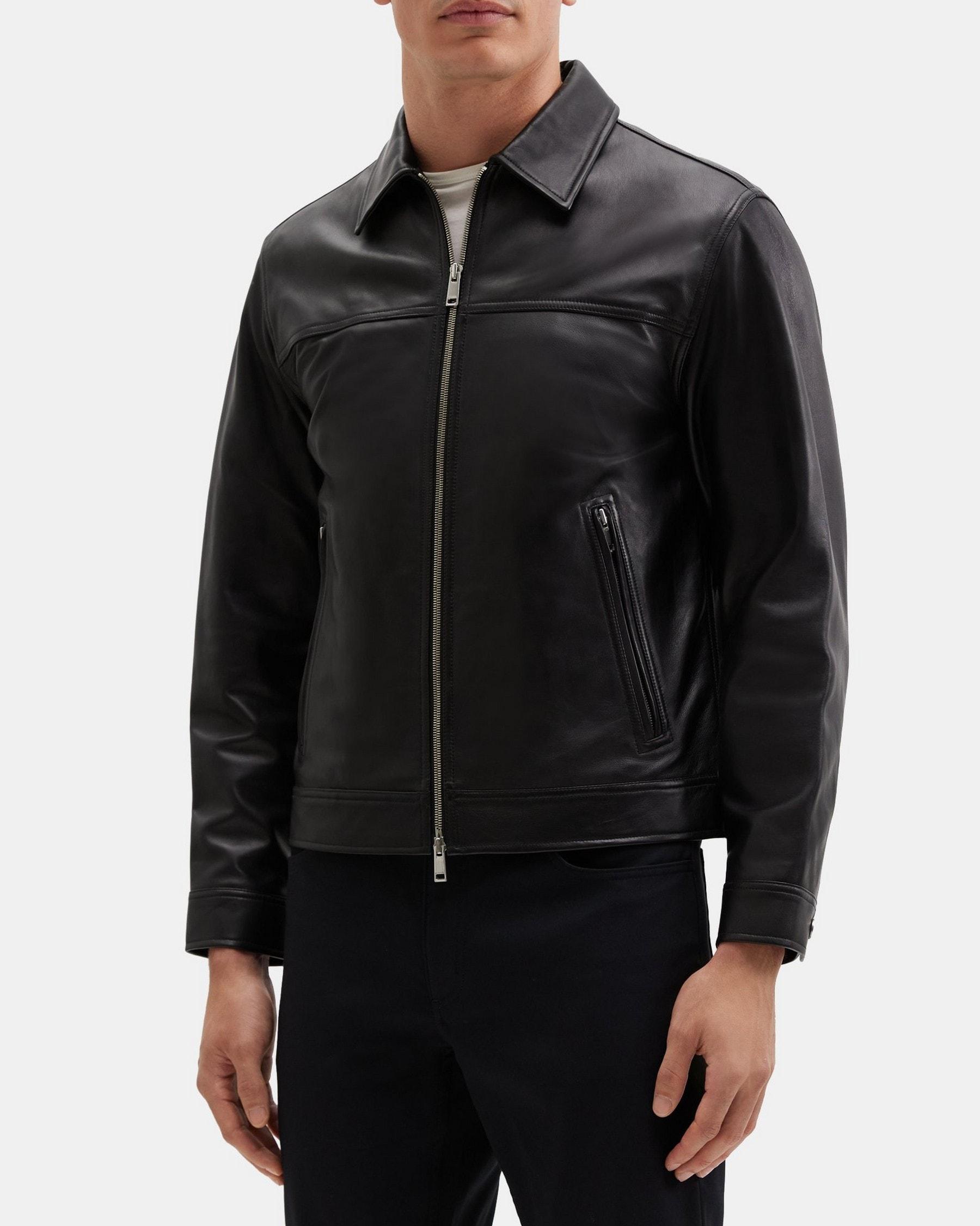 Zip-Up Jacket in Leather Product Image