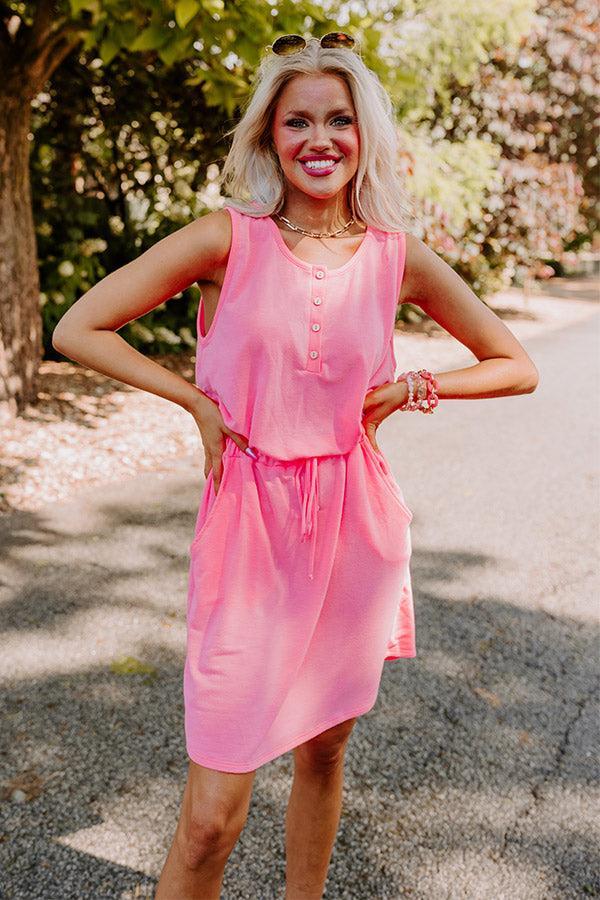 Ivy League Style Dress In Neon Pink Product Image