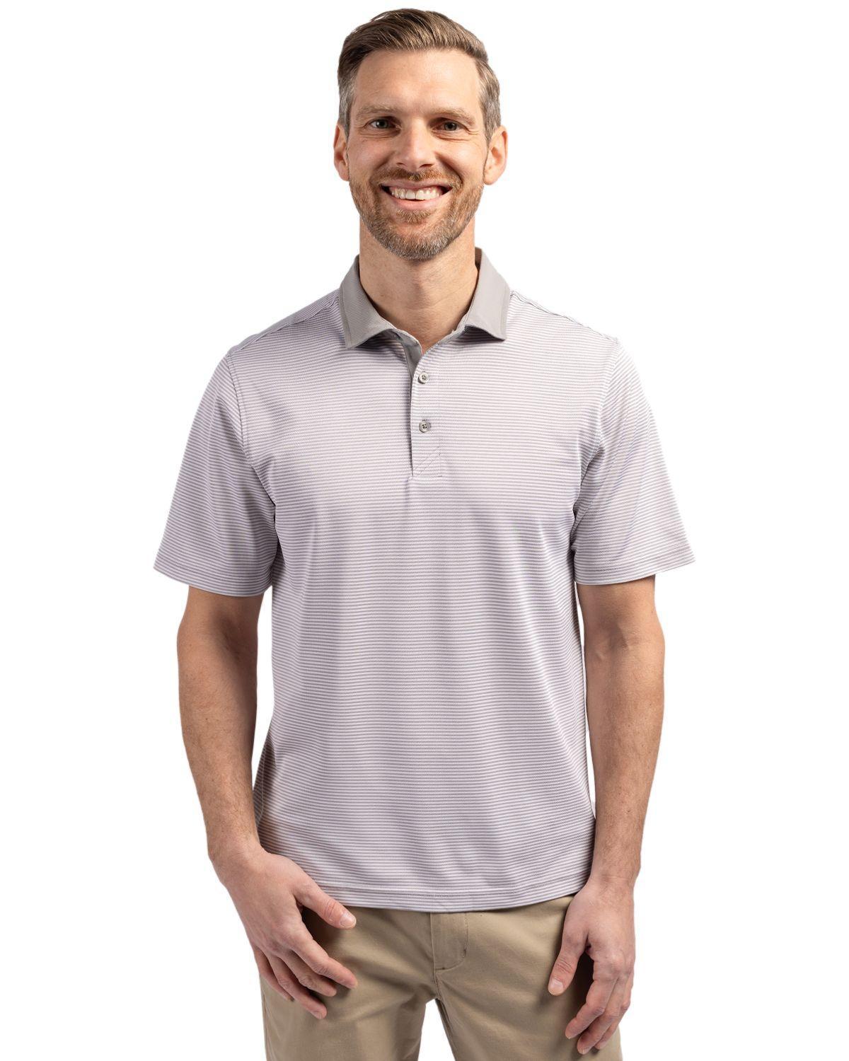 Cutter & Buck Mens Cutter Buck Virtue Eco Pique Micro Stripe Recycled Polo - Atlas Product Image