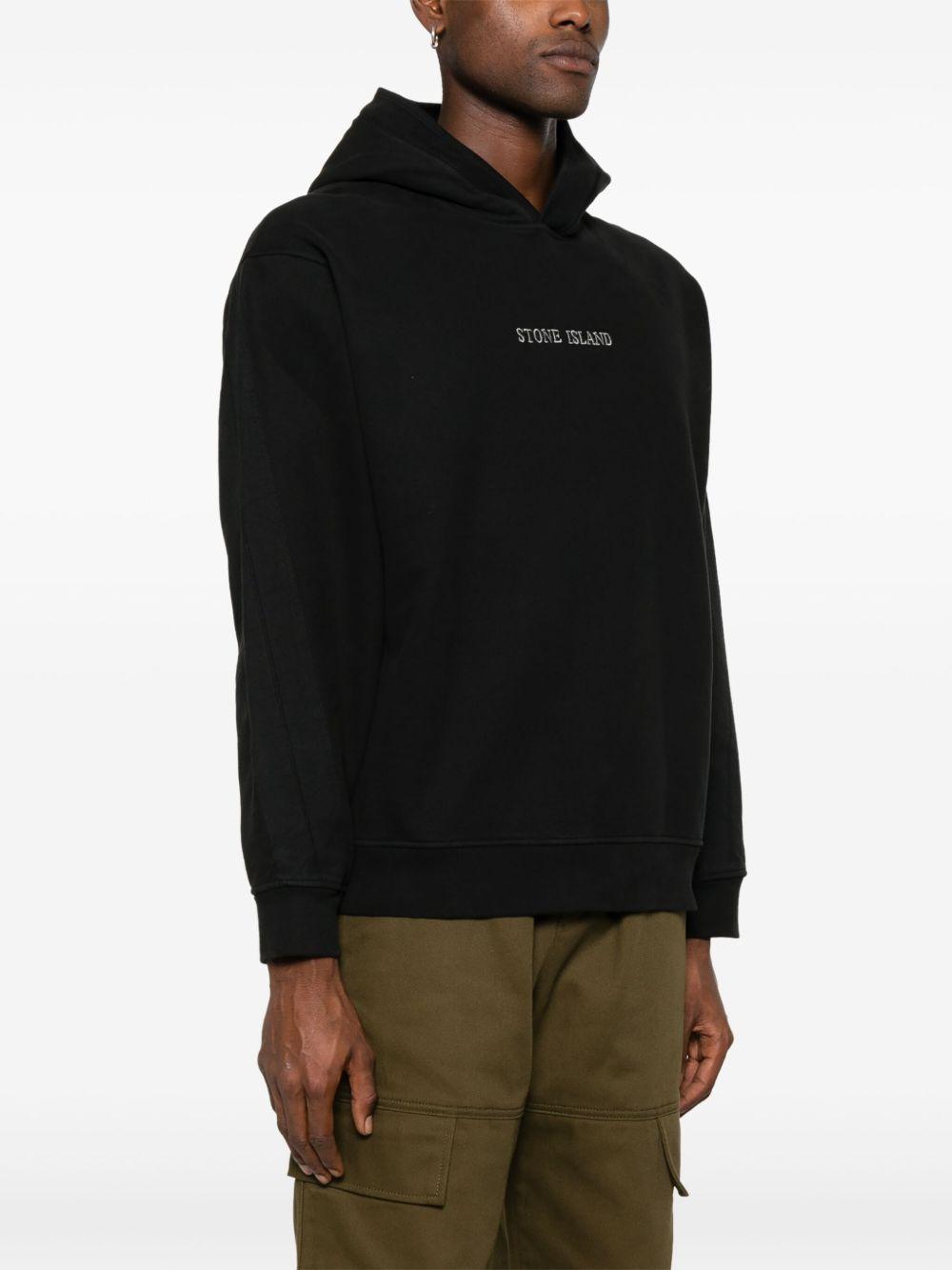 STONE ISLAND Organic-cotton Fleece-jersey Hoodie In Black Product Image