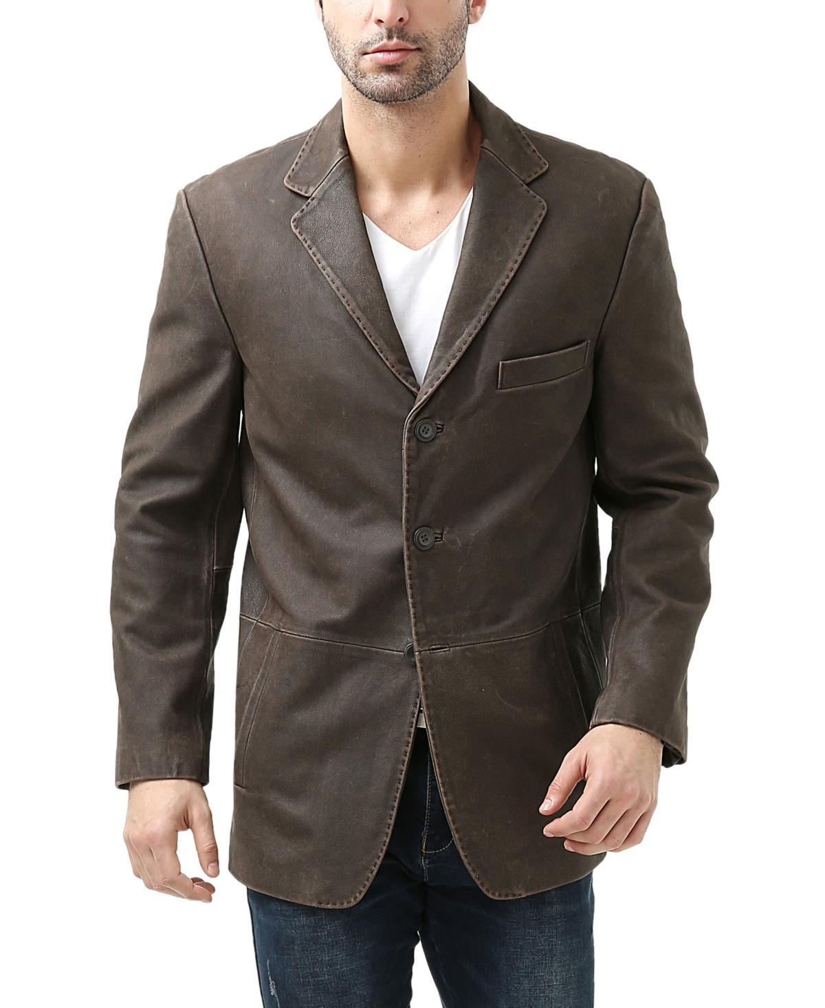 Bgsd Men Nathan Three-Button Distressed Leather Blazer Product Image