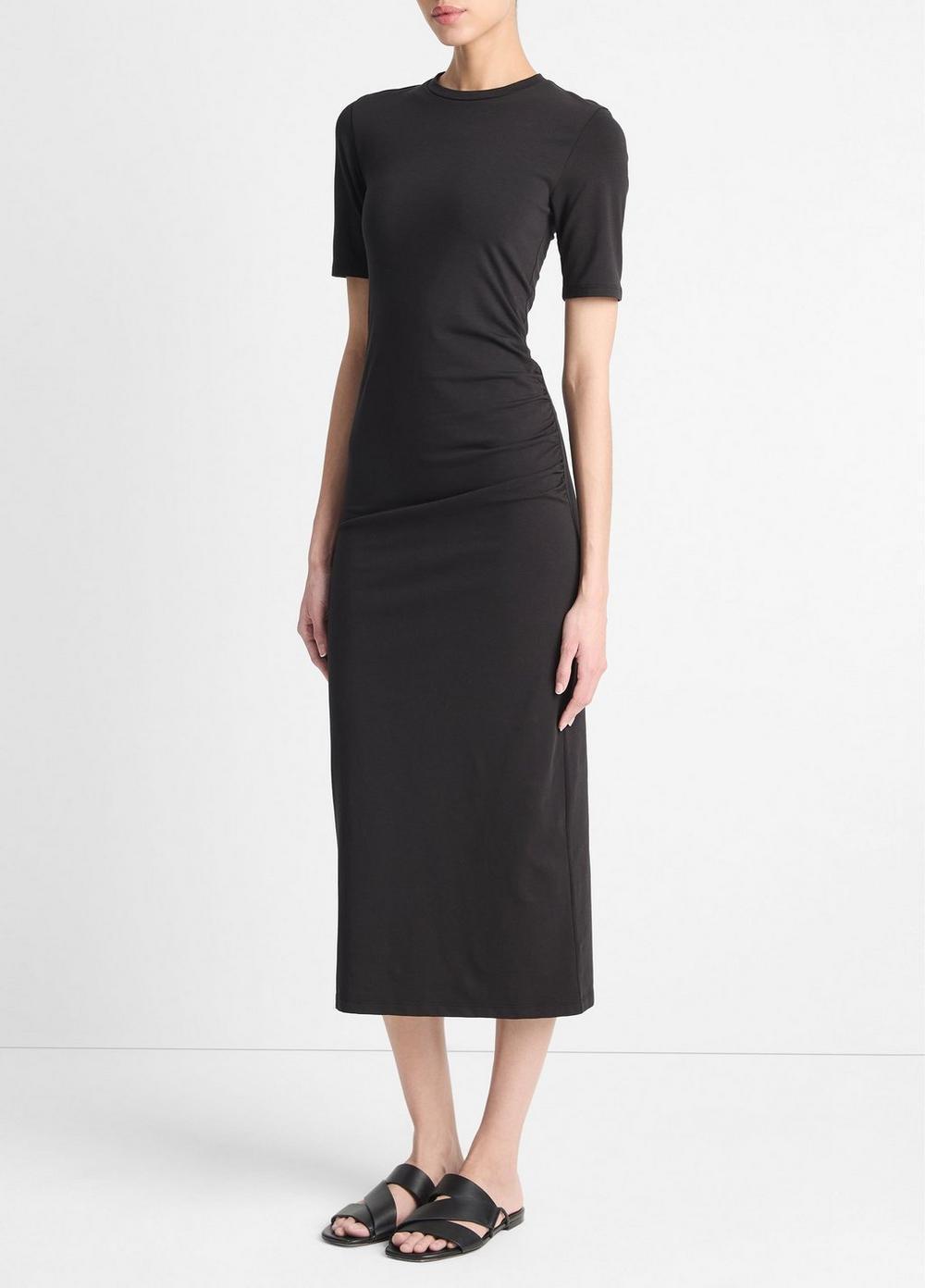 Pima Cotton-Blend Side-Drape Dress Product Image