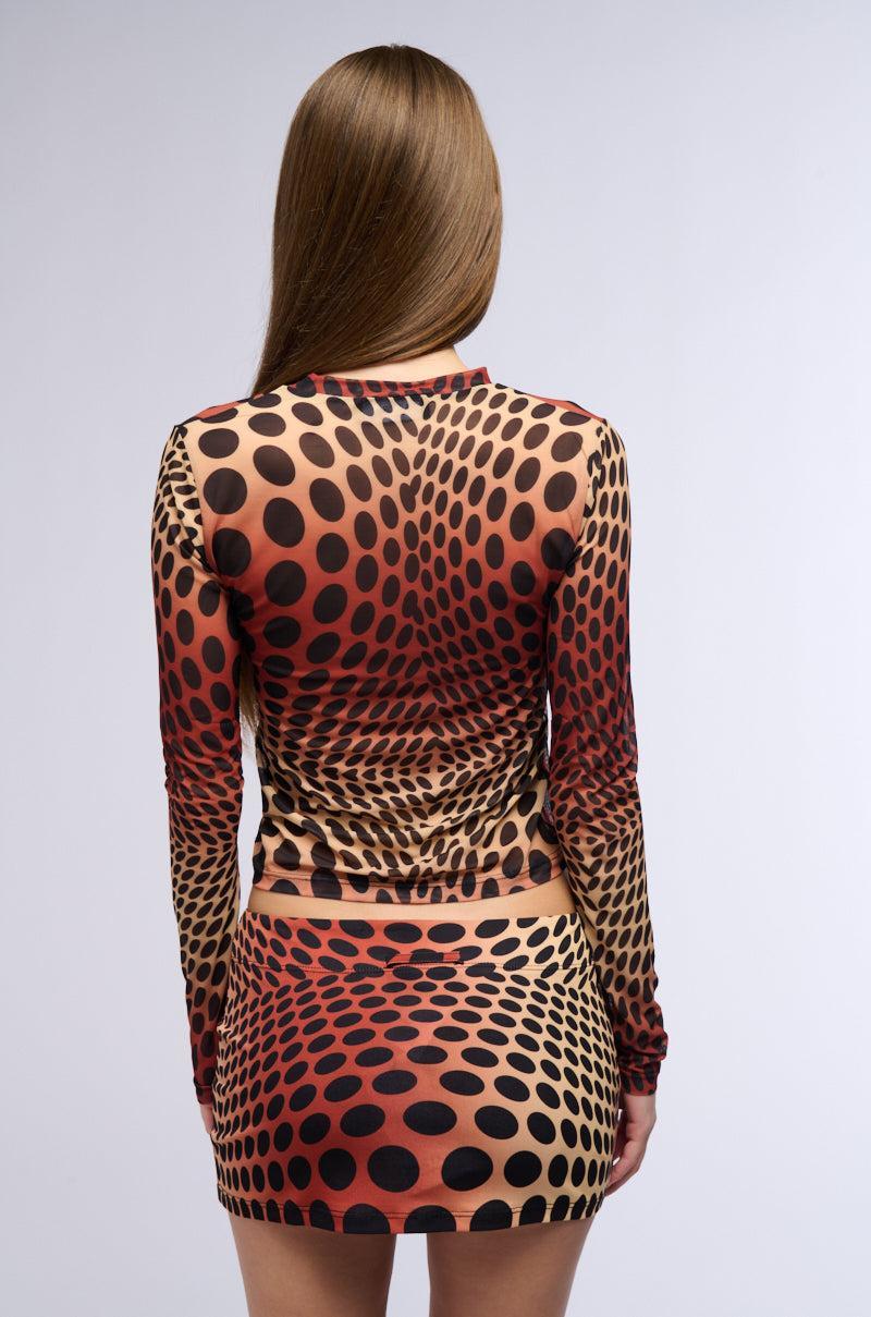 ABLE TO SEE LONG SLEEVE MESH PRINT TOP Product Image