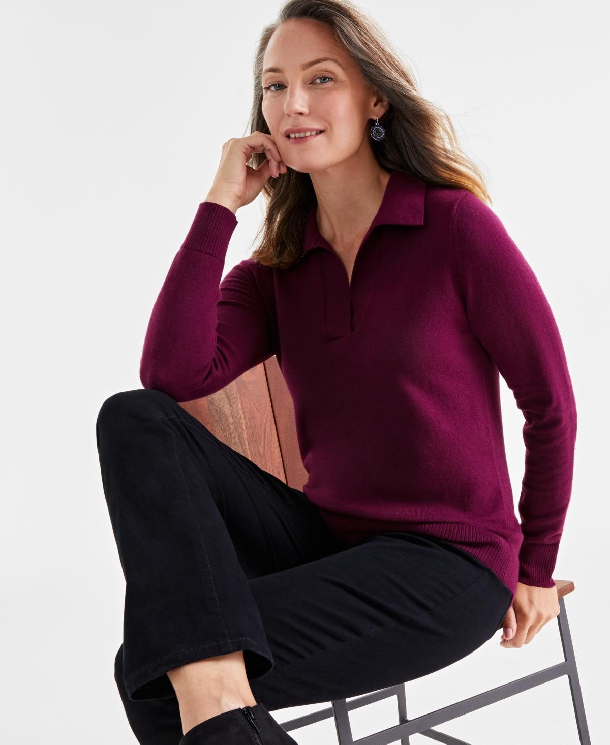 Style & Co Womens Johnny-Collar Long-Sleeve Sweater, Created for Macys Product Image