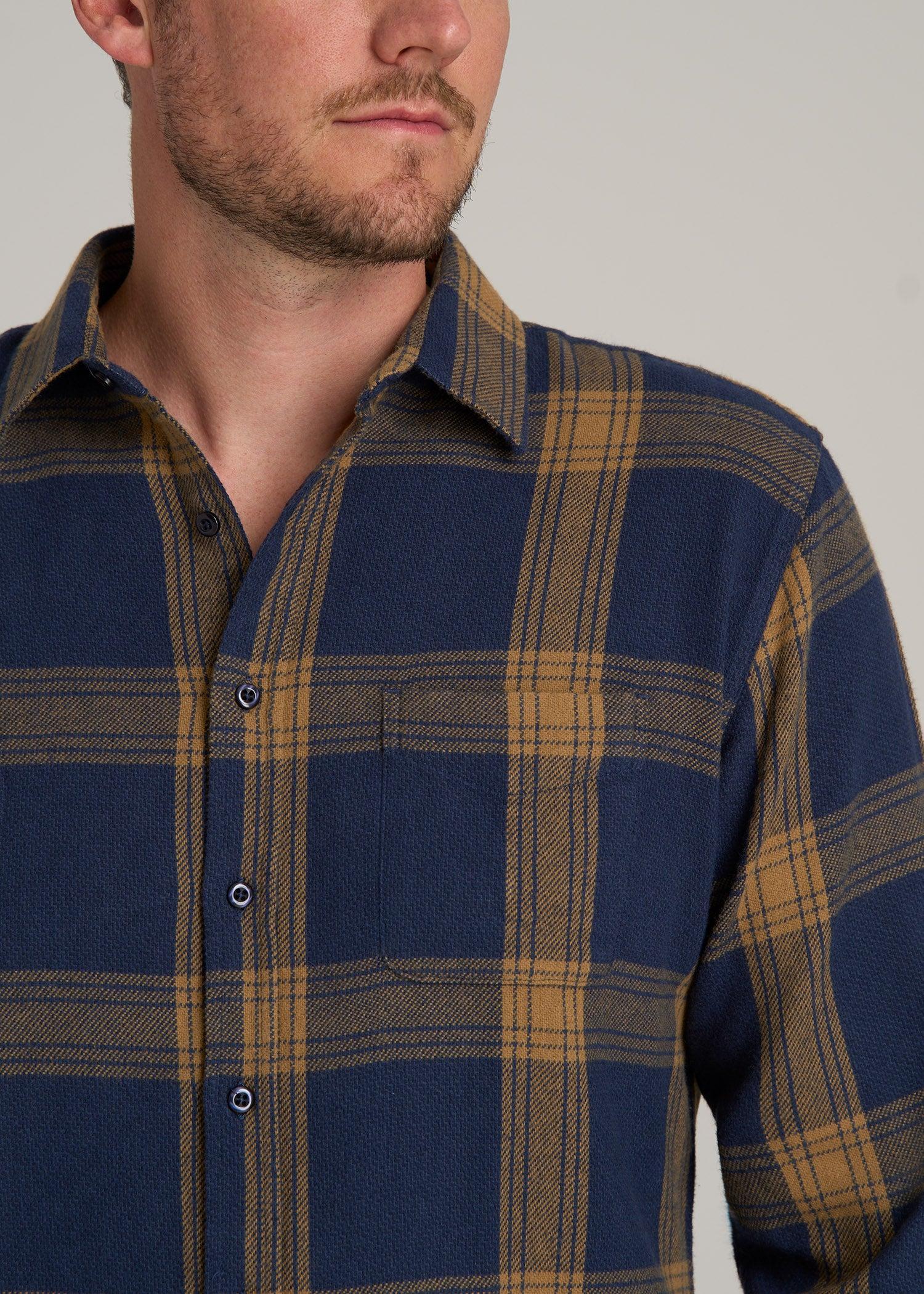 Nelson Flannel Shirt for Tall Men in Blue Tartan Product Image